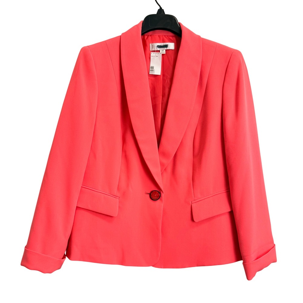 Jones Studio Coral Pink Shawl Collar Blazer Petite Size 14P Single Button Jacket